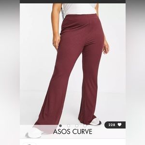 ASOS DESIGN Curve rib flare pant in oxblood SIZE 22